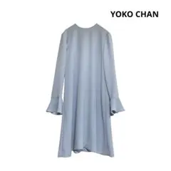 未使用級✨ ヨーコチャン フレアスリーブバックプリーツドレス ワンピース ブルー