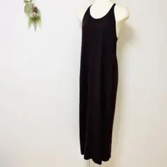 XL大きいサイズ【GUジーユー】ニットキャミソールワンピース　ダークブラウン茶色