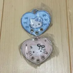 ハローキティ ハート型キーホルダー　2点セット　キティ　刺繍カスタムキーホルダー