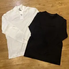 ユニクロ　スピマコットンモックネックT/クールネックT(長袖) S 2枚セット