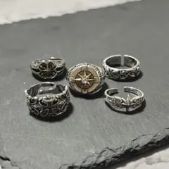 【お得な5点セット！】ヴィンテージリング アクセサリー メンズ シルバー
