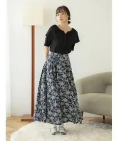 earth music&ecology フラワープリント ロングスカート