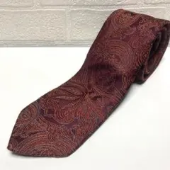 美品　サンローラン　ペイズリー柄ネクタイ　オレンジ　ブラウン系　シルク