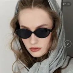 オーバルサングラスDONOBAN シェイプサングラス ブラック黒　小顔　シンプルのサムネイル