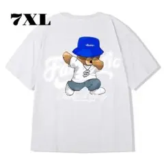 白 半袖 夏服 クマTシャツ 大きいサイズ メンズ ロゴ ストリート 7XL