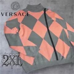 VERSACE ダイヤ カシミヤ アンゴラ 混合 タートルネック ニット 2ＸＬ