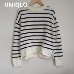 ユニクロ　 プレミアムラムボーダークルーネックセーター（長袖）