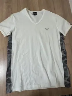 エンポリオアルマーニ VネックTシャツ ホワイト/カモフラージュ