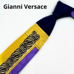 極美品 ヴェルサーチ バロック 雷紋 グレカ 水玉 マルチカラー シルク