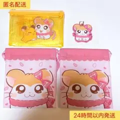 とっとこハム太郎　マフラーちゃん　メッシュケース　プチ巾着　ラバーキーホルダー