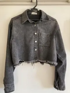 ダークグレー クロップドデニムジャケット サイズ1