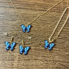 モルフォチョウ　ペンダントネックレス ブレスレット ピアス 3点セットのサムネイル