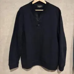 Eddie Bauer コットンニット ヘンリーネック L ネイビー