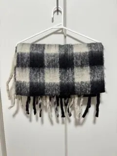 チェック柄フリンジマフラー