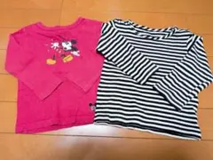 【サイズアウト】F.O.KIDS ミッキー ボーダー長袖Tシャツ 80cm