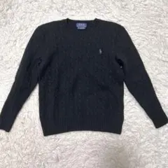 カシミヤ混POLO RALPH ポロラルフローレン ケーブルニットセーター黒Ｓ