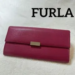 FURLA フルラ 長財布 サフィアーノレザー ピンク フラップ - メルカリ