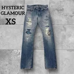HYSTERIC GLAMOURスタッズ クラッシュ デニムパンツ 赤耳 XSのサムネイル