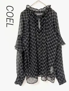 COELx SHOGO SEKINE シアーロゴブラウス　ブラック　長袖のサムネイル