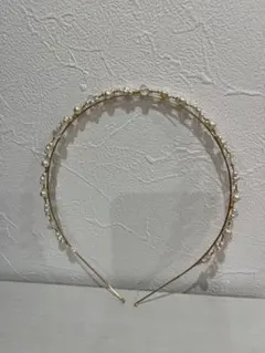 パール装飾ゴールドヘアバンド　ブライダル　パーティー