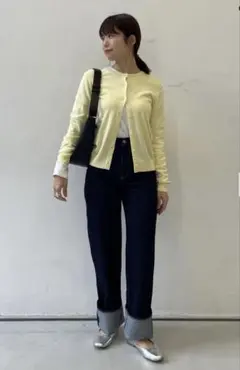 【美品】 UNIQLO UVカットクルーネックカーディガン イエロー