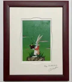 青江鞠 月の国のマジック 絵画 版画 額装 うさぎ ラビット メルヘン 手品 青江鞠 月の国のマジック 絵画 版画 額装 うさぎ ラビット メルヘン