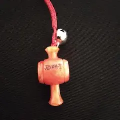 ストラップ お守り 打ち出の小槌 西明寺 鈴付き オレンジ