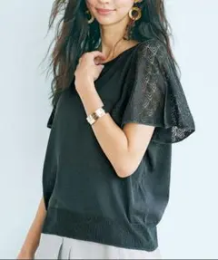 Ranan 袖透かし編みゆるニット