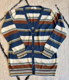 【cepo】ボーダー ニットカーディガン Vネック