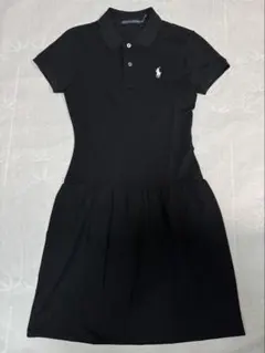 美品 ラルフローレン ポロシャツワンピース ロング Aライン 黒 M