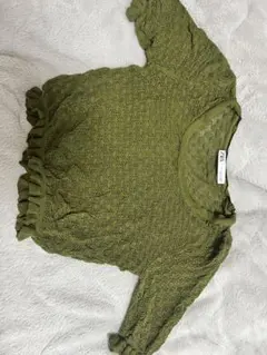 ZARA オリーブグリーン フリルニット S