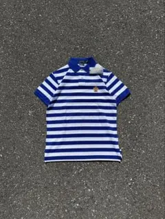 POLO RALPH LAUREN ボーダー ポロシャツ 青 白 刺繍ロゴ S