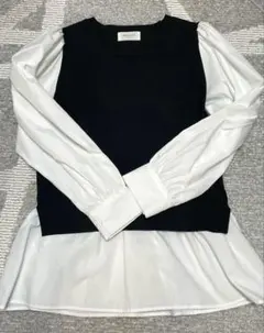 OPAQUE.CLIP レイヤード風 カットプルオーバー ブラウス ベスト