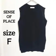 センスオブプレイス　ノースリーブニット　Ｆ　ブラック　クルーネック　サマーニット