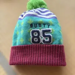 ⭕️美品‼️RUSTY ニット帽 ポンポン付き マルチカラー