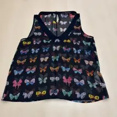 Zara 蝶柄 ノースリーブ M