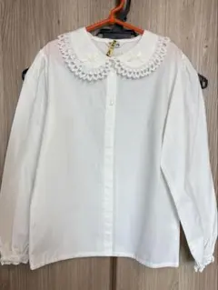 ホワイト 長袖シャツ 130 レース襟