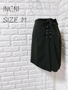 INGNI ブラック レースアップ ミニスカート フレア シンプル 美脚