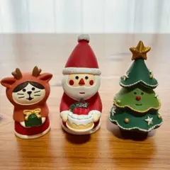 デコレ concombre ケーキ運びサンタ＆ねこずきん トナカイ＆星のツリー