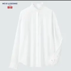 UNIQLO×INES フリルスタンドカラーシャツ　長袖　白M
