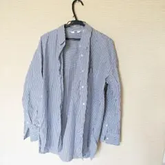 UNIQLO ストライプ 長袖シャツ Mサイズ　白　グレー