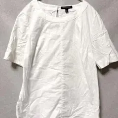 ★美品 バナナリパブリック ブラウス クルーネック 半袖 M 白 ポリエステルのサムネイル