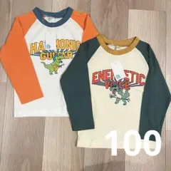 新品タグ付き⭐︎恐竜グラフィック長袖カットソー 100cm 2枚セット