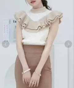 VIOLETTA ノースリーブフリルニットトップスのサムネイル