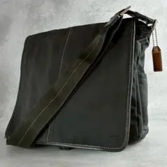 良品 ✨A4可 コーチ ショルダー メッセンジャーバッグ ナイロン×レザー 黒