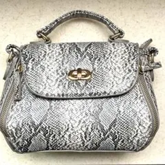 ヘビ柄ショルダーバッグハンドバッグパイソン型押し底鋲個性派2wayバック