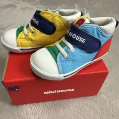 新品　タグ付き　ミキハウス　マルチカラー ハイカットスニーカー 15.5cm