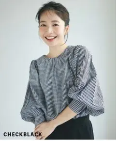 ベースメントオンライン　ボリュームパフスリーブ　ギンガムチェック