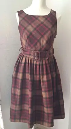 ルト付きチェックパイピングワンピース　Fi.n.t