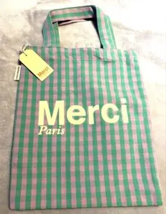 【正規品】Merci チェック柄トートバッグ　ワインローズクリーム 正規品】Merci チェック柄トートバッグ ワインローズクリーム - メルカリ